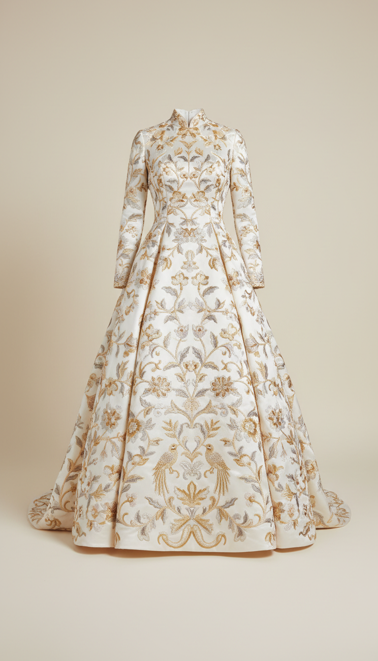 Robe de mariée en soie brodée