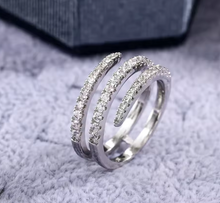 Bague Triple Anneau Strass Argenté Mariage