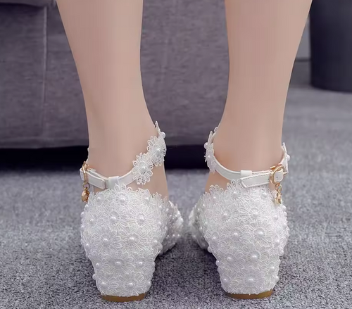 Escarpins Mariée Dentelle Bride Cheville – Talon 3 CM