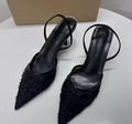 Sandales Slingback Broderies Florales Talons Aiguilles