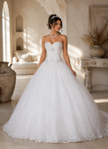 Abito da Sposa da Principessa, con Bustier, Cristalli e Pizzo