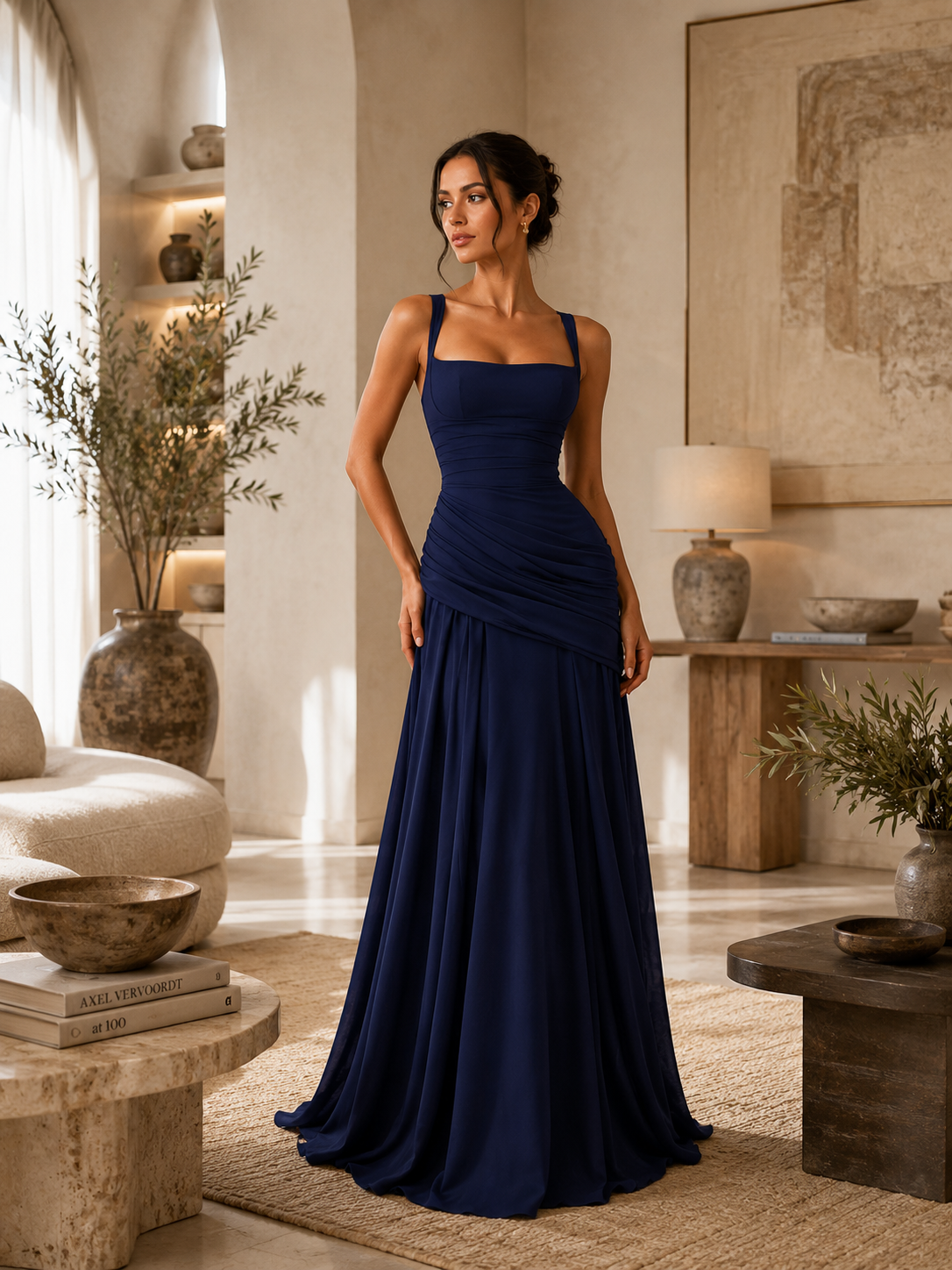 Robe Longue Bordeaux à Bretelles - Soirée & Demoiselle d'Honneur