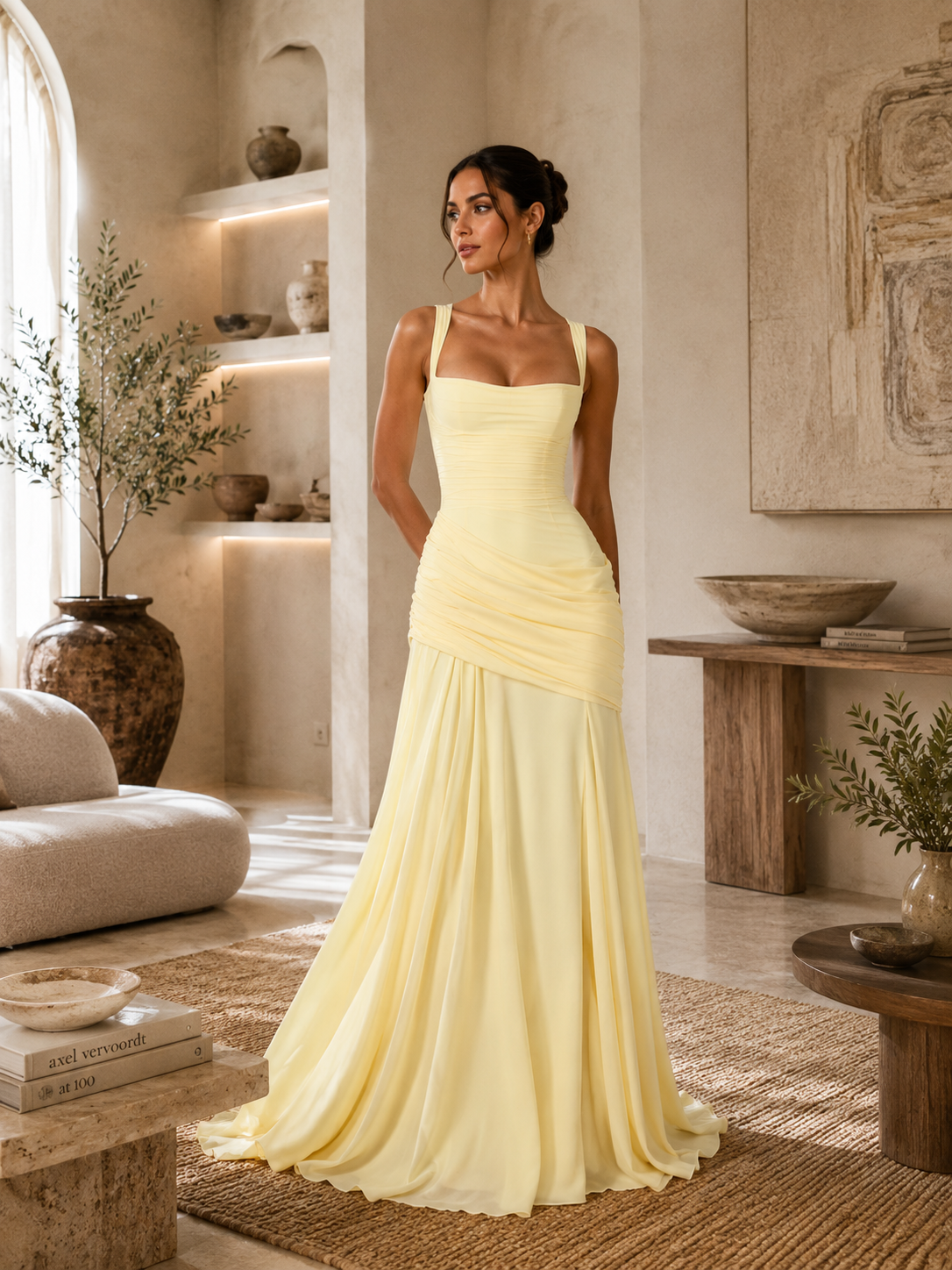 Robe Longue Bordeaux à Bretelles - Soirée & Demoiselle d'Honneur