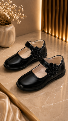 Chaussures Mary Jane Rouge Fleur 3D Fille – Bride Velcro
