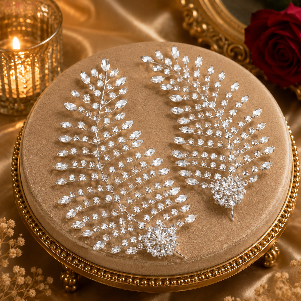 Set 2 épingles à cheveux cristaux navettes argentés pour mariage