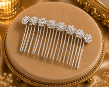 Peigne cheveux fleurs strass argenté pour mariage