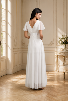 Robe de Mariée Trapèze Manches Papillon - Vue de dos