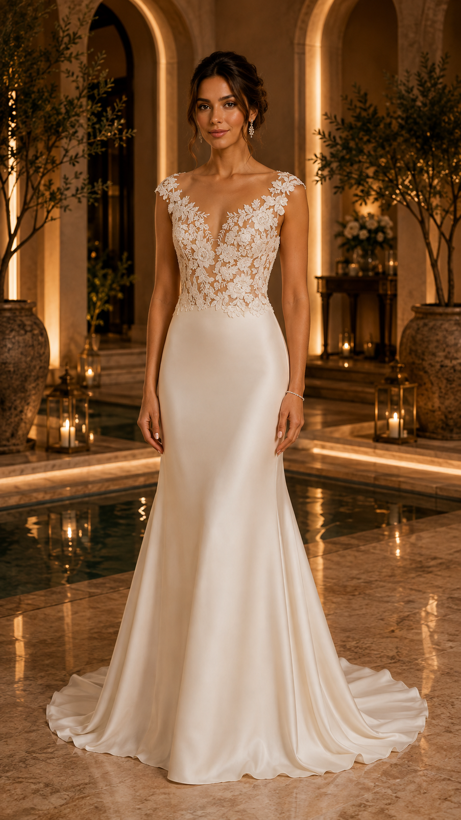 Veste dentelle florale brodée mariée - vue face