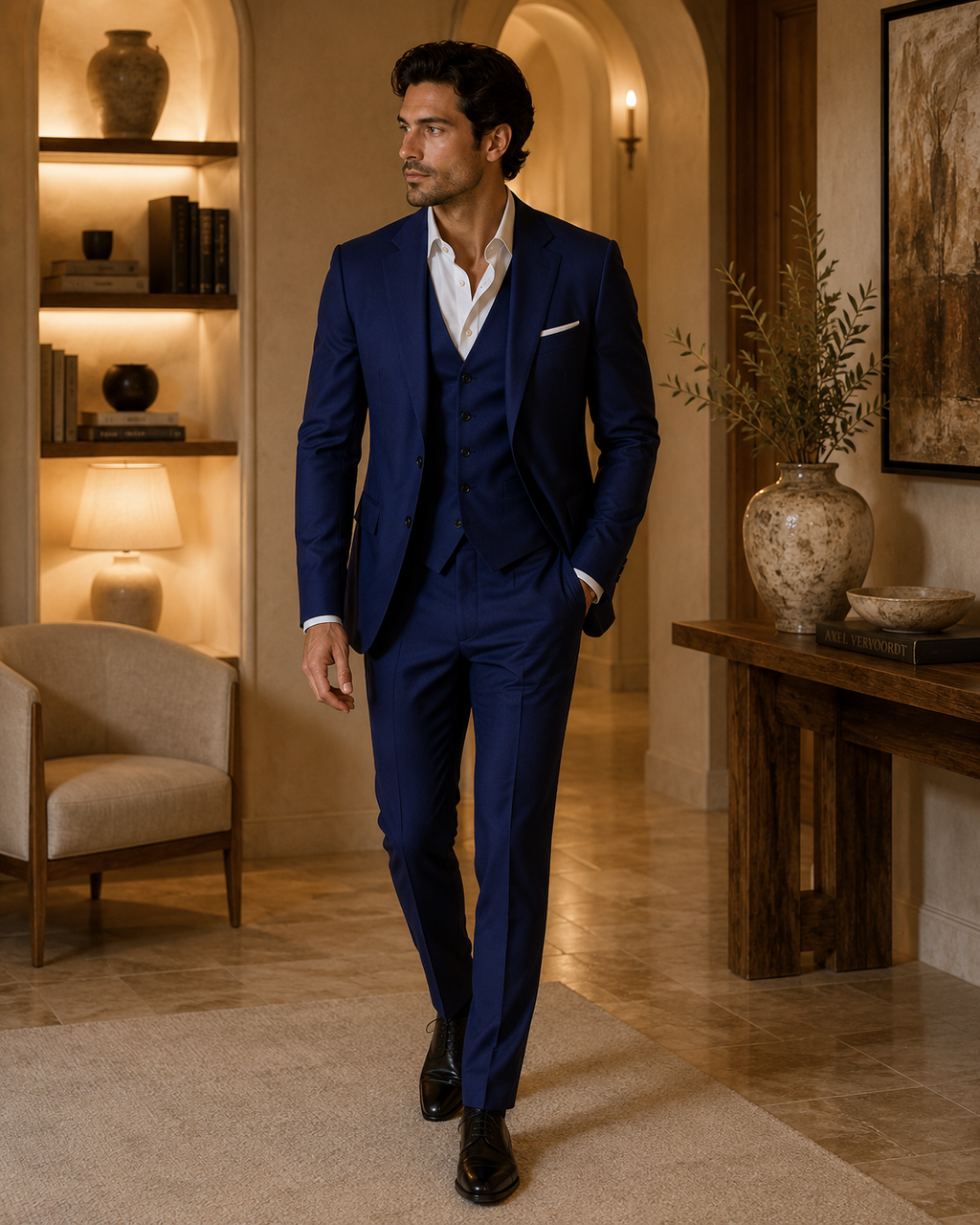 Costume homme trois pièces bleu marine - vue complète