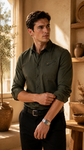 Chemise homme kaki manches longues slim fit