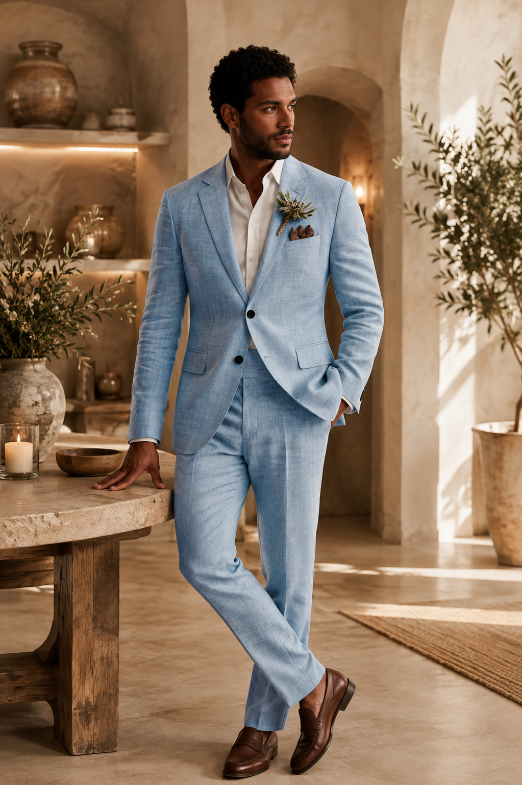 Costume homme deux pièces bleu ciel - vue complète