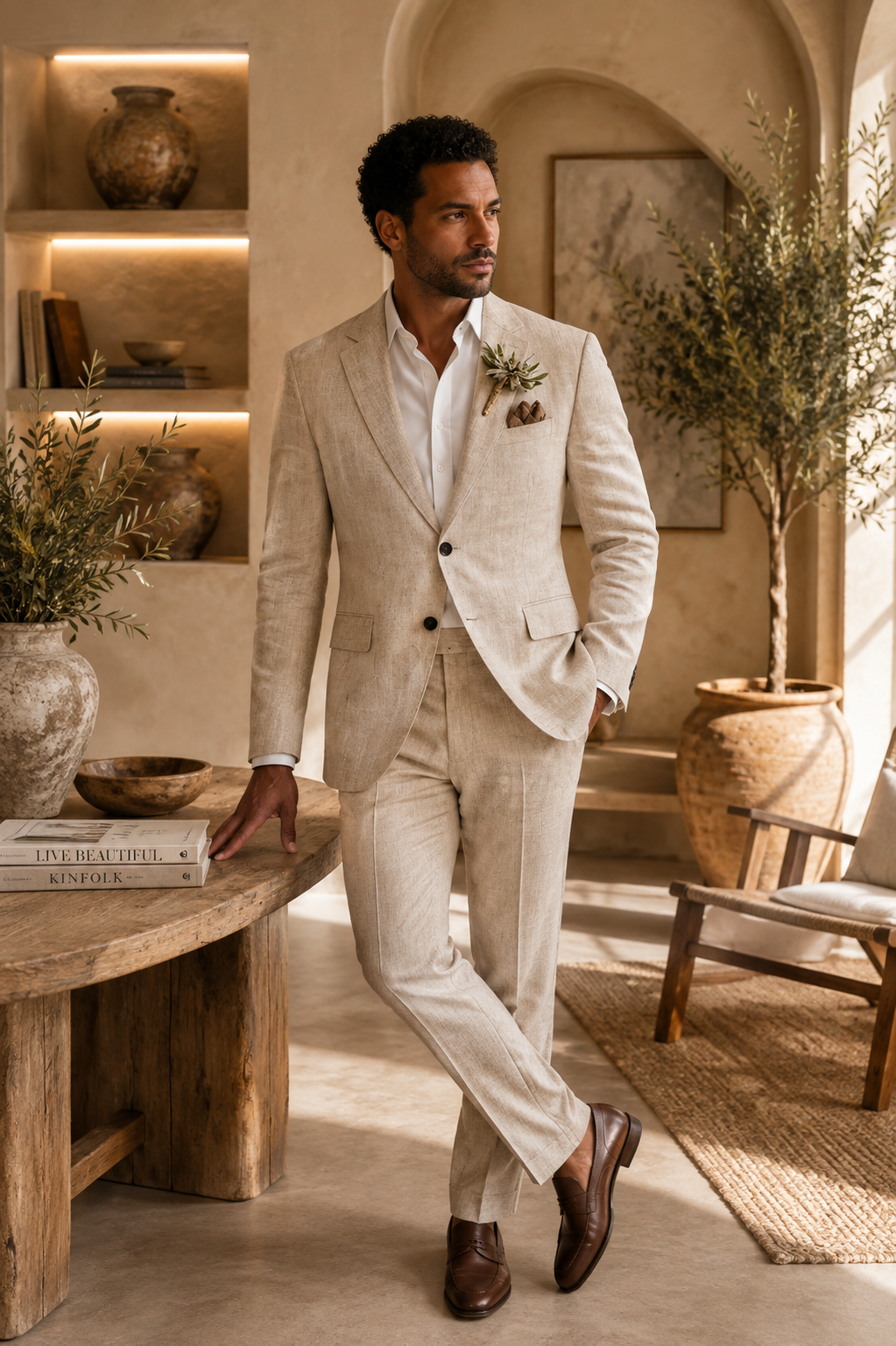 Traje de hombre de dos piezas elegante - Corte ajustado para bodas y ceremonias