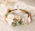 Couronne Florale Pêche et Blanc Mariage