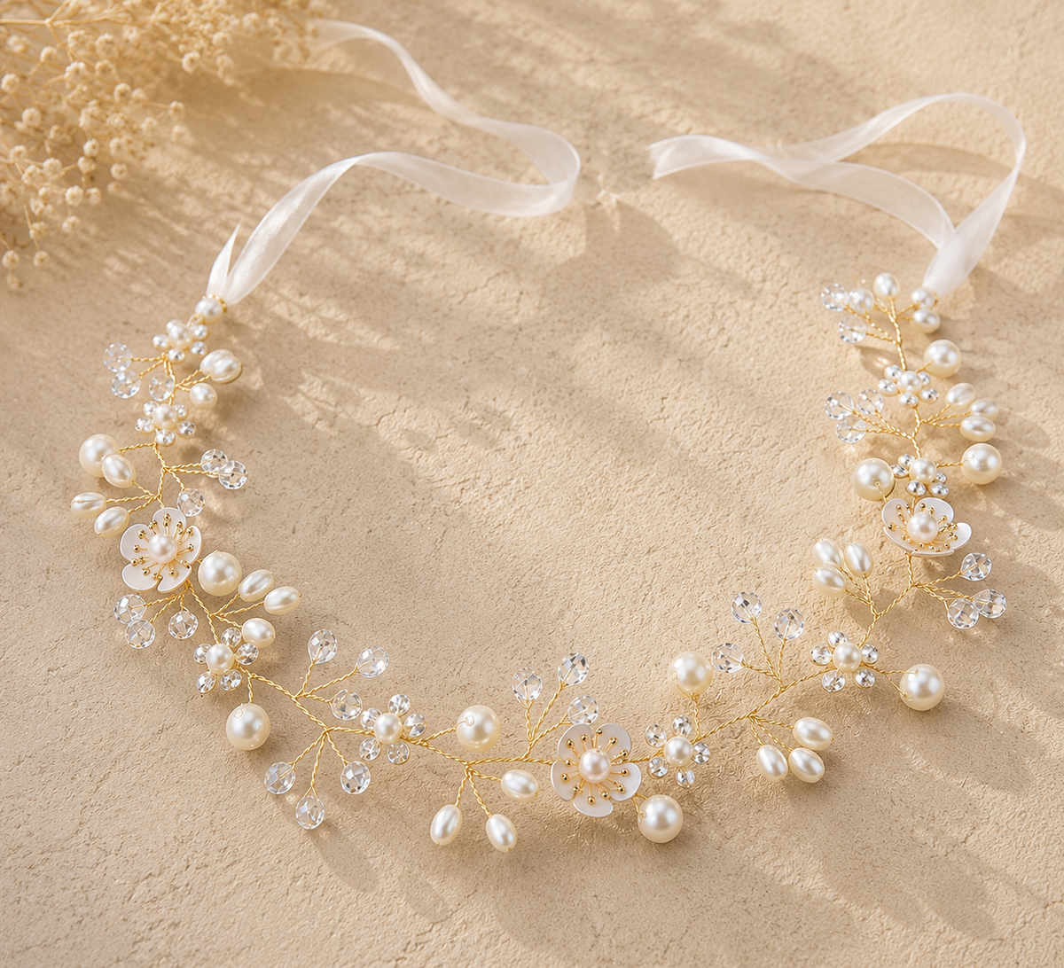 Headband Perles et Cristaux Dorés Mariage