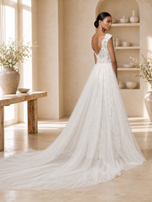 Combinaison de Mariée Dentelle - Vue de dos avec sur-jupe tulle