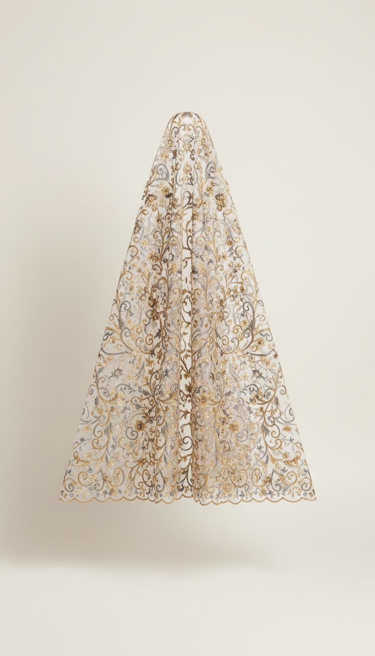 Voile de mariée brodé main