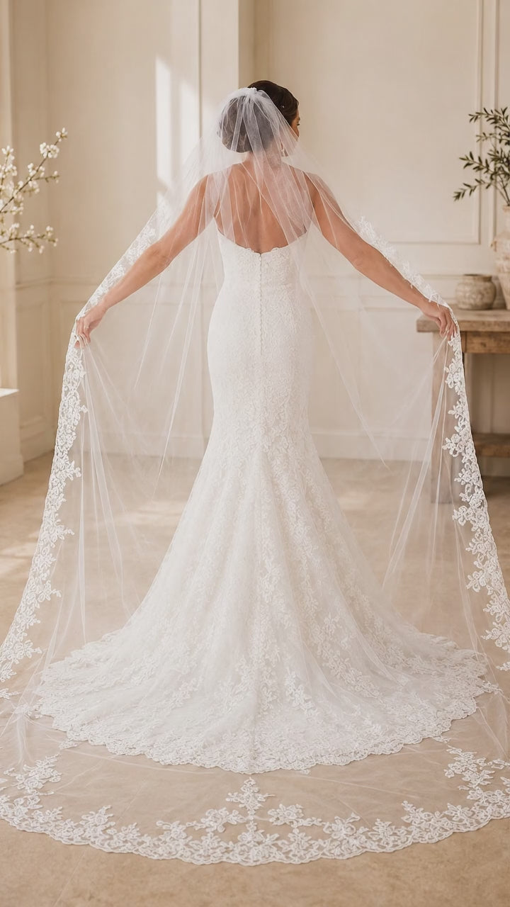 Voile de mariée cathédrale dentelle baroque