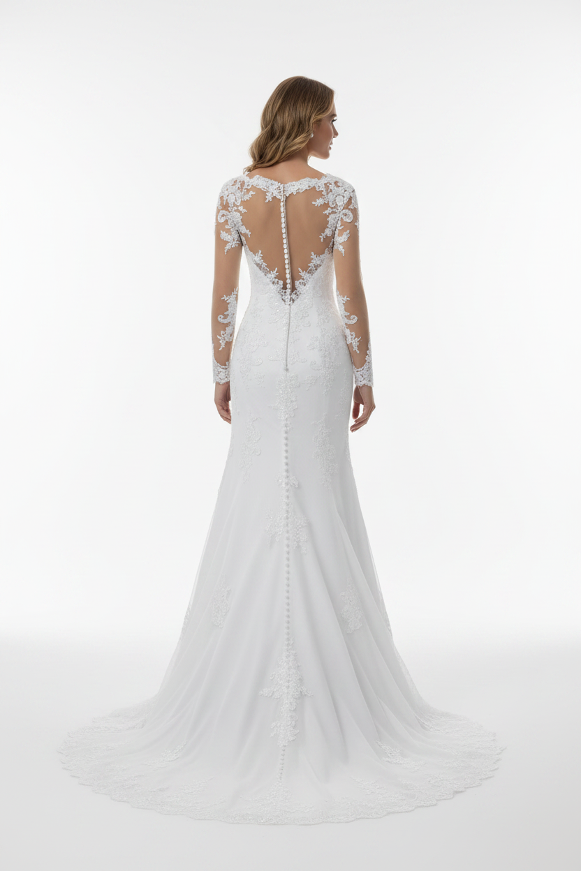 Robe de mariée sirène en dentelle - vue de dos