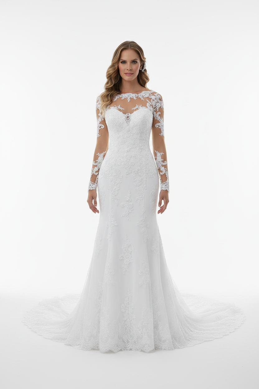 Robe de mariée sirène en dentelle - vue de face
